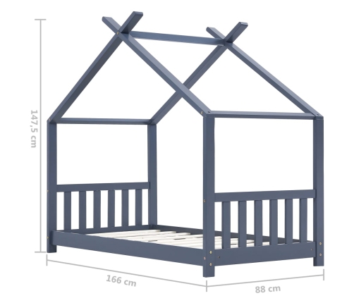 Estructura de cama infantil madera maciza pino gris 80x160 cm