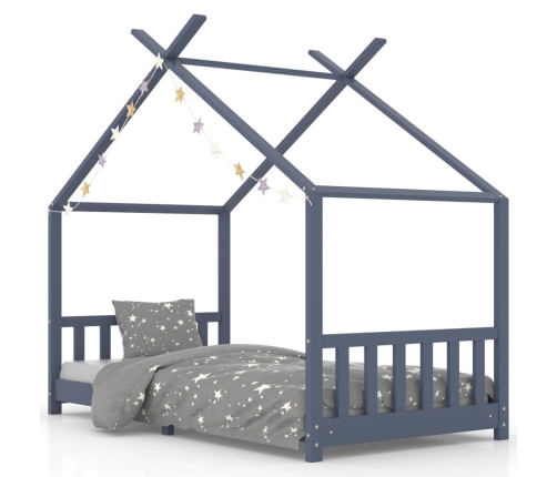 Estructura de cama infantil madera maciza pino gris 90x200 cm