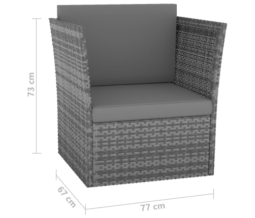 Silla de jardín con taburete ratán sintético gris antracita