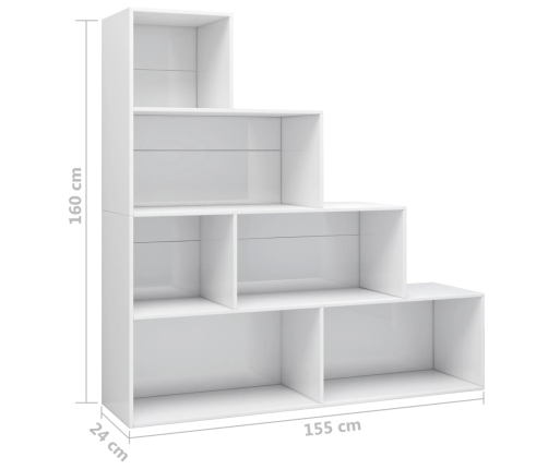 Estantería madera contrachapada blanco brillante 155x24x160cm