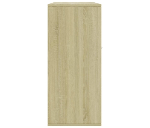 Aparador madera contrachapada blanco y roble Sonoma 88x30x70 cm