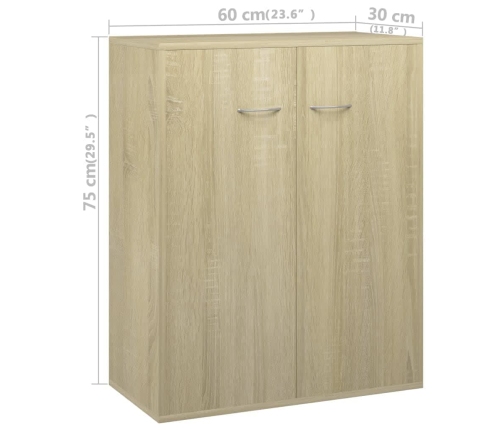 Aparador de madera contrachapada color roble Sonoma 60x30x75 cm