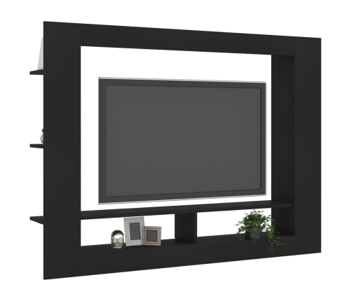 Mueble para TV madera contrachapada negro 152x22x113 cm