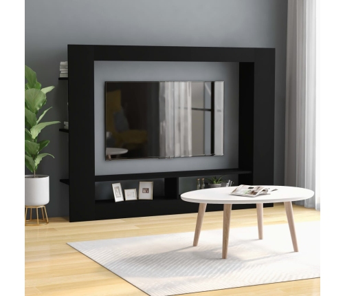 Mueble para TV madera contrachapada negro 152x22x113 cm