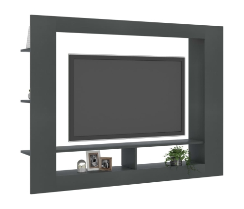 Mueble de TV madera contrachapada gris 152x22x113 cm