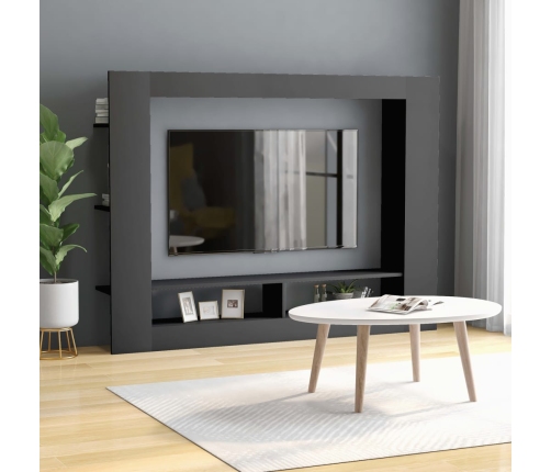 Mueble de TV madera contrachapada gris 152x22x113 cm