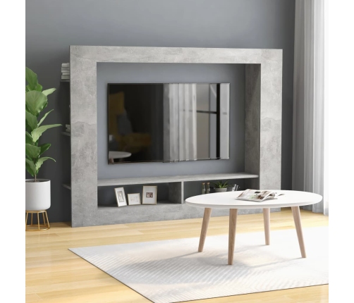 Mueble de TV madera contrachapada gris hormigón 152x22x113 cm