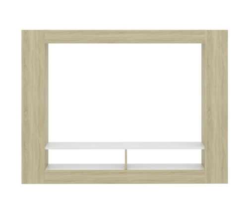 vidaXL Mueble de TV madera contrachapada blanco y roble 152x22x113cm