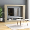 Mueble de TV madera contrachapada blanco y roble 152x22x113cm