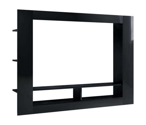 Mueble de TV madera contrachapada negro brillante 152x22x113 cm