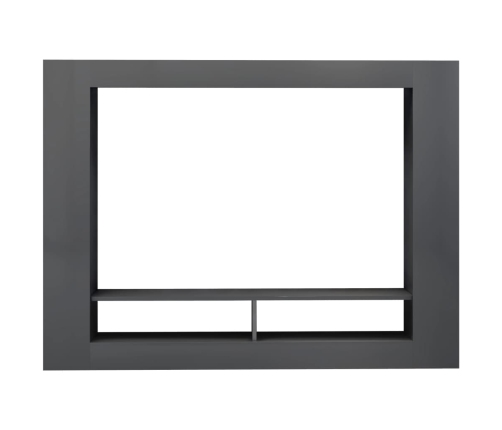 Mueble de TV madera contrachapada gris brillante 152x22x113 cm