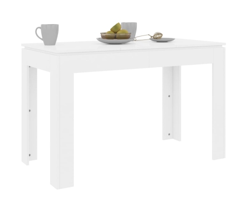 Mesa de comedor madera de ingeniería blanco brillo 120x60x76 cm