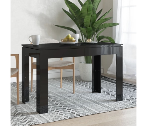 Mesa de comedor madera de ingeniería negro brillo 120x60x76 cm