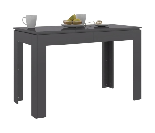 Mesa de comedor madera contrachapada gris brillo 120x60x76 cm