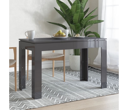 Mesa de comedor madera contrachapada gris brillo 120x60x76 cm