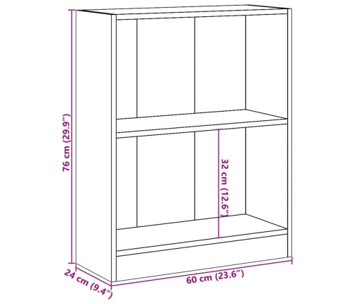 Estantería madera de ingeniería blanco 60x24x76 cm