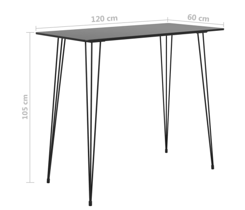 Mesa alta de cocina negro 120x60x105 cm