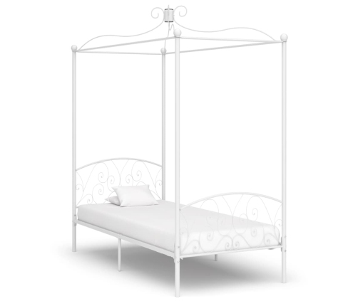 Estructura de cama con dosel metal blanco 100x200 cm