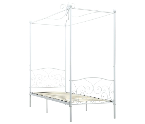 Estructura de cama con dosel metal blanco 100x200 cm