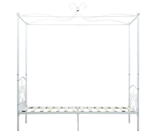 Estructura de cama con dosel metal blanco 100x200 cm