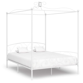 Estructura de cama con dosel metal blanco 160x200 cm