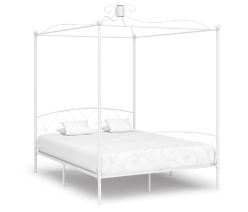 Estructura de cama con dosel metal blanco 160x200 cm