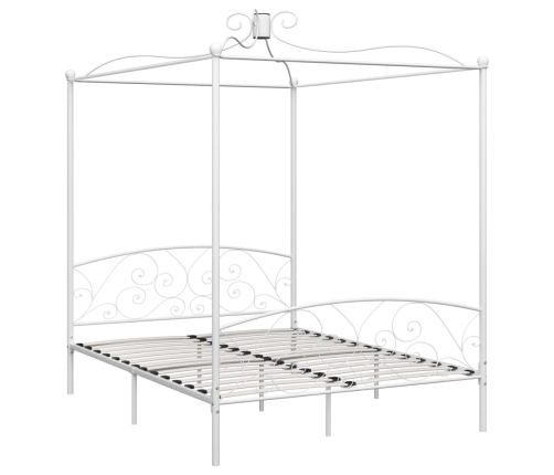 vidaXL Estructura de cama con dosel metal blanco 160x200 cm