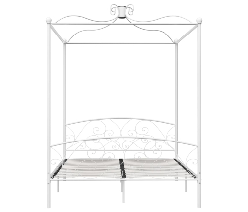 vidaXL Estructura de cama con dosel metal blanco 160x200 cm