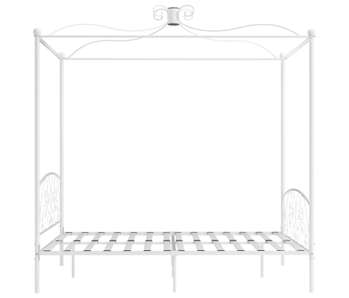 vidaXL Estructura de cama con dosel metal blanco 160x200 cm