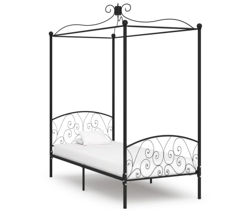 Estructura de cama con dosel metal negro 90x200 cm