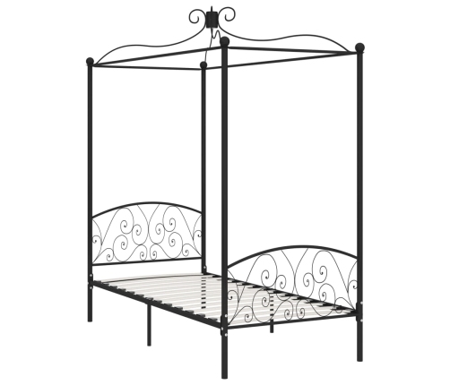 Estructura de cama con dosel metal negro 90x200 cm