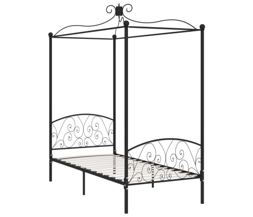 Estructura de cama con dosel metal negro 100x200 cm