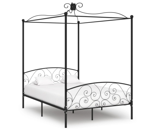 Estructura cama con dosel sin colchón metal negro 120x200 cm