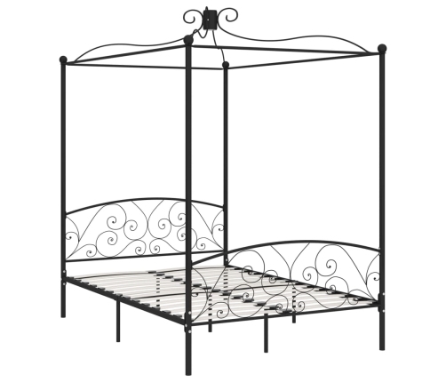 Estructura cama con dosel sin colchón metal negro 120x200 cm