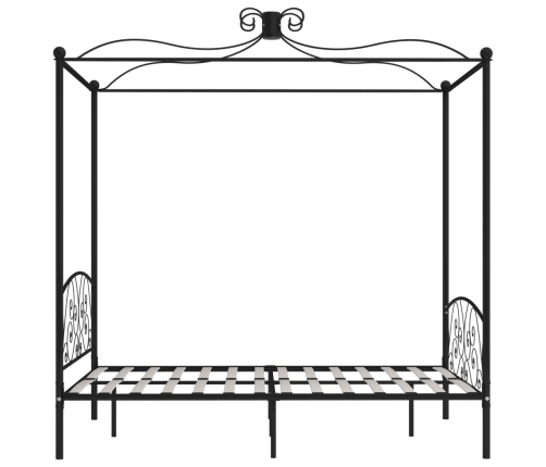 Estructura de cama con dosel metal negro 120x200 cm