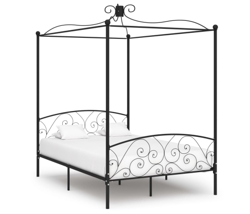 Estructura de cama con dosel metal negro 140x200 cm