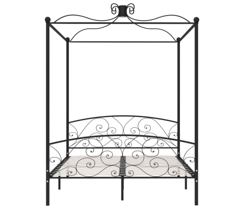 Estructura de cama con dosel metal negro 160x200 cm