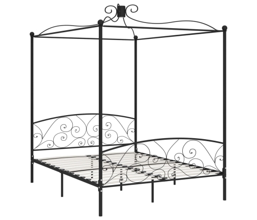 vidaXL Estructura de cama con dosel metal negro 180x200 cm