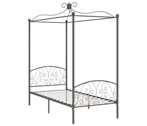 Estructura cama con dosel sin colchón metal gris 90x200 cm