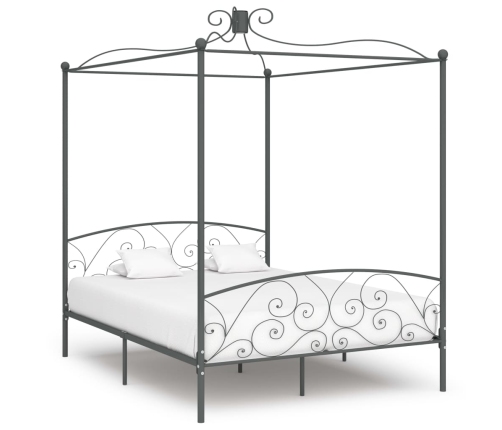 Estructura de cama con dosel metal gris 160x200 cm