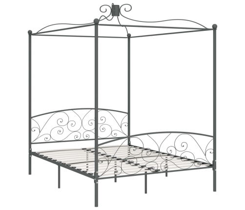 Estructura de cama con dosel metal gris 160x200 cm