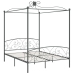 Estructura de cama con dosel metal gris 160x200 cm