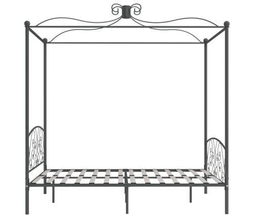 Estructura de cama con dosel metal gris 160x200 cm