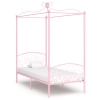 Estructura de cama con dosel metal rosa 90x200 cm