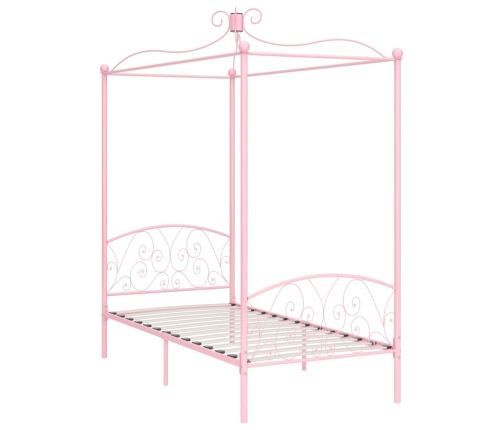 Estructura de cama con dosel metal rosa 90x200 cm