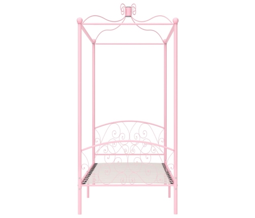 Estructura de cama con dosel metal rosa 90x200 cm