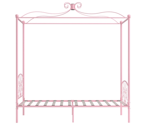 Estructura de cama con dosel metal rosa 90x200 cm