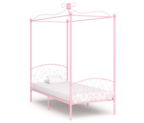 Estructura cama con dosel sin colchón metal rosa 100x200 cm