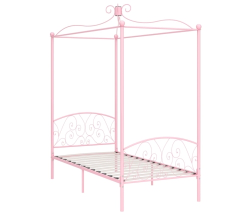 Estructura cama con dosel sin colchón metal rosa 100x200 cm