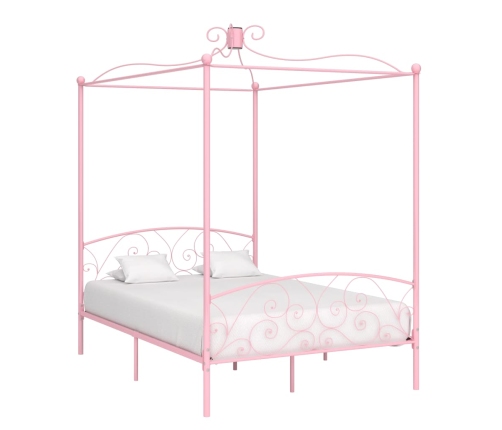 Estructura de cama con dosel metal rosa 120x200 cm